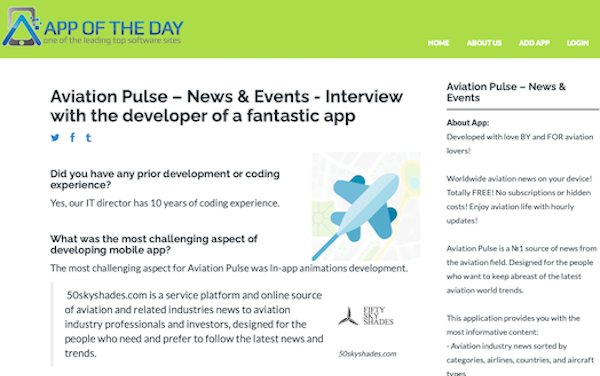 Aviation Pulse &ndash; News & Events - Interview with the developer of a fantastic app