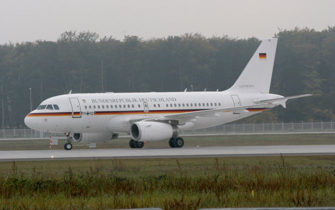 Merkel's VIP Jet Lands at Beijing Capital International Airport