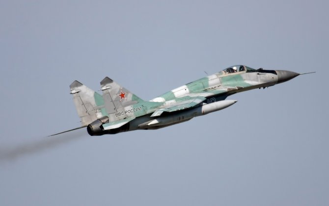 Russian MiG-29 Jet Practices Take-off From Ski-Jump