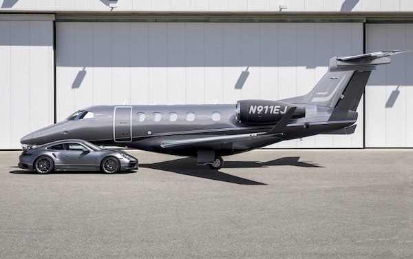 Duet - the perfect marriage of Embraer jet and Porsche car 