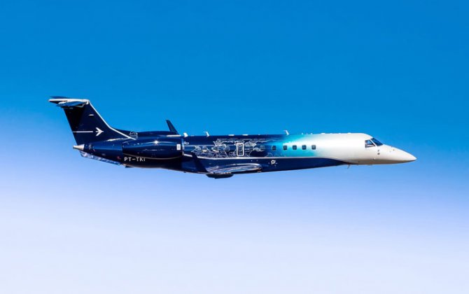 Embraer&rsquo;s unique Legacy 650E paint scheme made a splash at LABACE