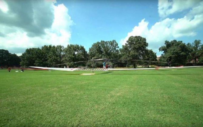 First flight of a solar-powered, piloted helicopter