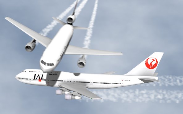 In 2001, Two JAL planes carrying 677 in total narrowly avoids disaster