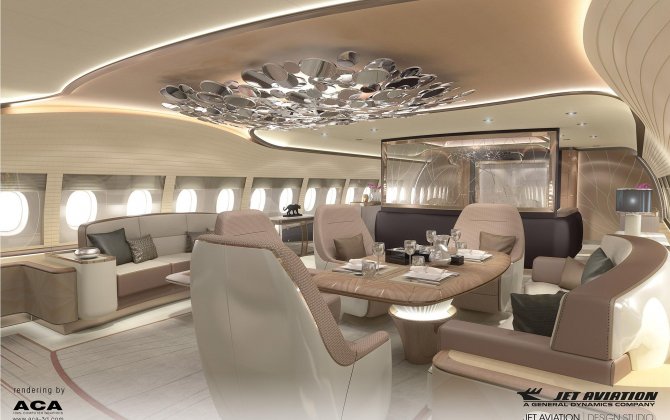 Jet Aviation Basel renders ACJ350 cabin interior for Airbus to display at EBACE