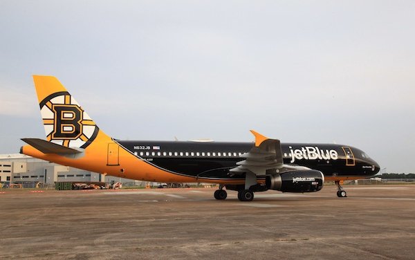 JetBlue first NHL-themed livery dedicated to the Boston Bruins