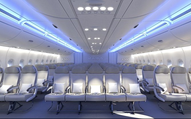 New A380 cabin squeezes 11 seats into each row in economy