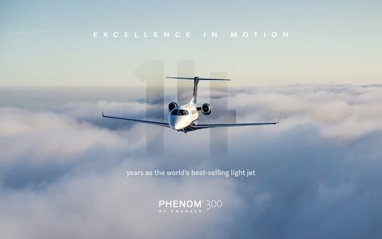 Phenom 300 series dominates light jet market for 14th consecutive year