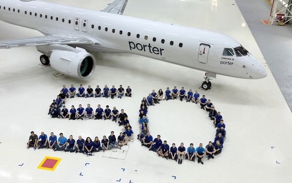 Porter Airlines achieves major milestone with 50th Embraer E195-E2