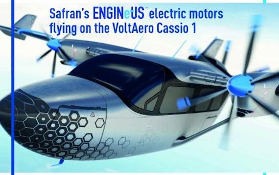 Safran&rsquo;s ENGINeUS&trade; electric motors will fly on the VoltAero Cassio 1 hybrid-electric testbed aircraft