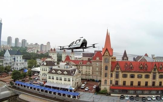 Self-flying EHang 216 showcases aerial sightseeing trips over the sea in East China