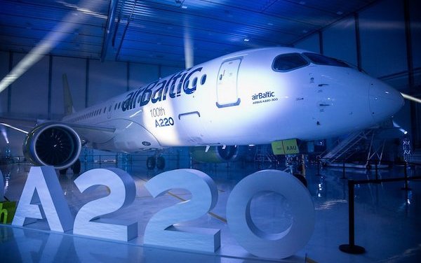 The 100th Airbus A220 aircraft produced - it is airBaltic'